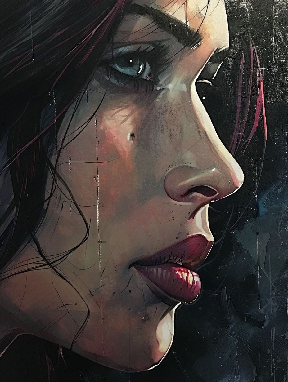Melancholic Gaze in Rain - Image 1