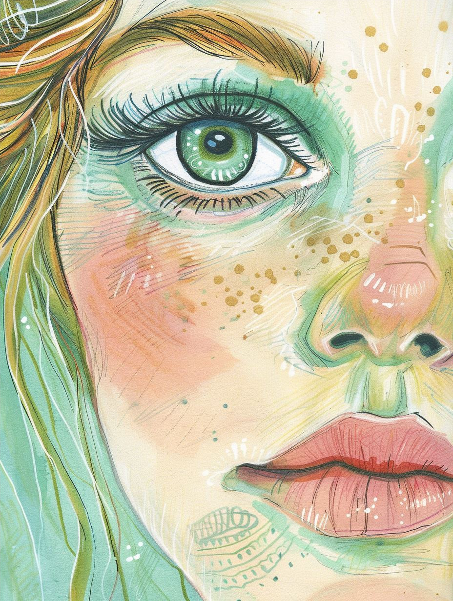 Ethereal Gaze in Pastel Hues - Image 4