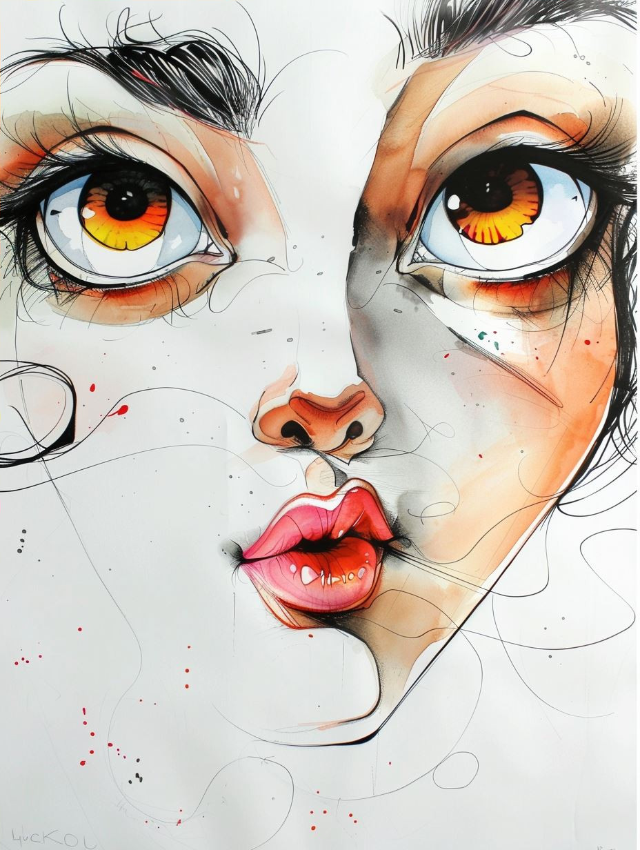 Vibrant Watercolor Portrait Expressions - Image 4