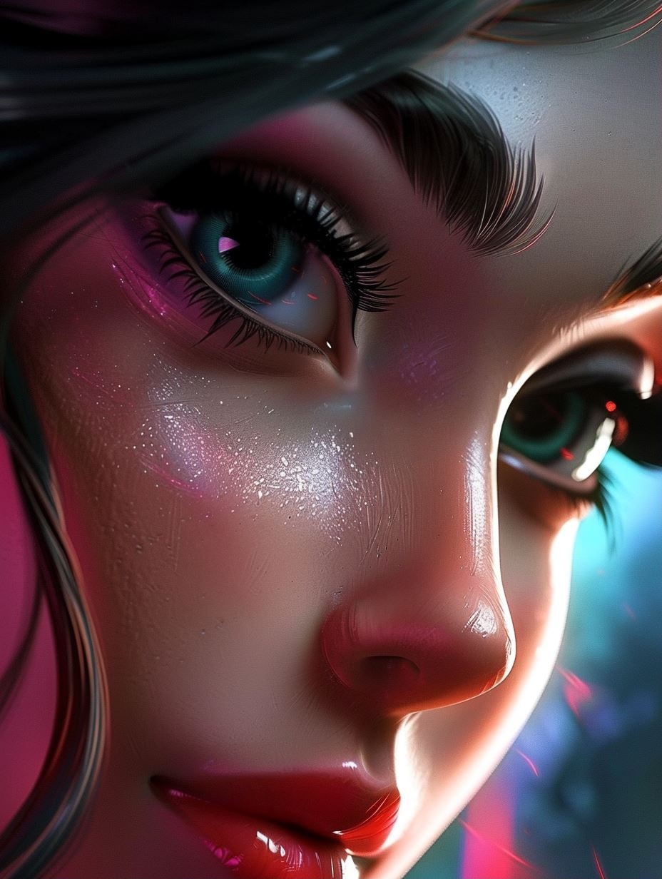 Neon Visions: Digital Beauty Portraits - Image 1