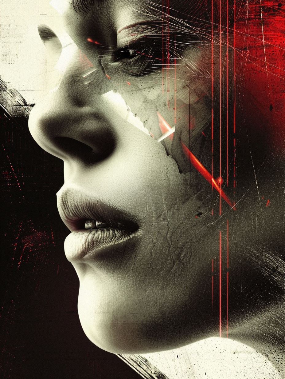 Crimson Glitch Surrealist Portrait - Image 4