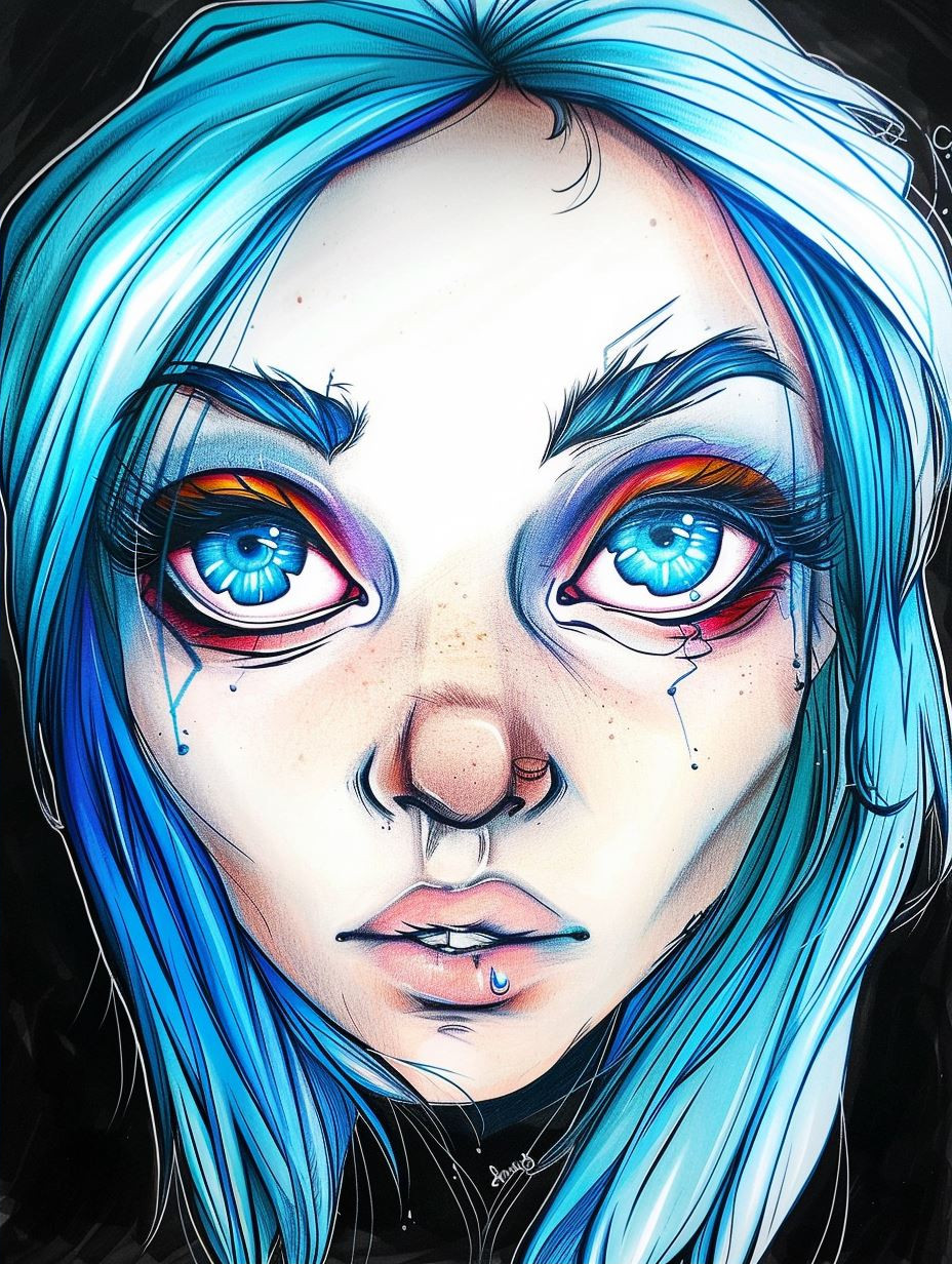 Azure Visions: Digital Portrait Studies - Image 2