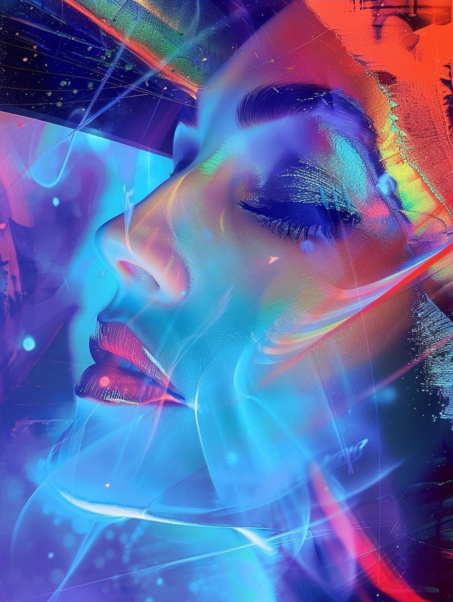Neon Cybernetic Dream Portrait - Image 4
