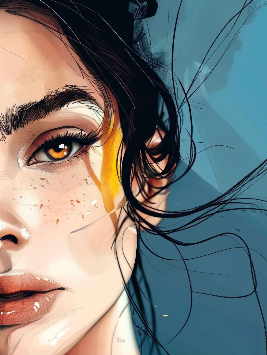 Golden Gaze Digital Portrait - Image 1