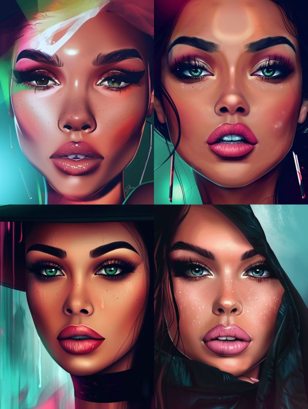 Neon Dreams: Digital Beauty Portraits