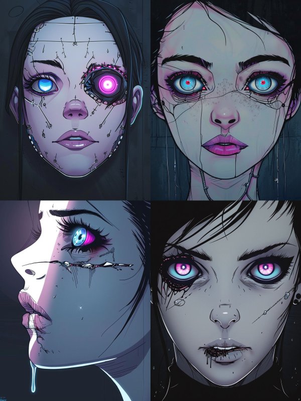 Neon Cybernetic Android Portrait