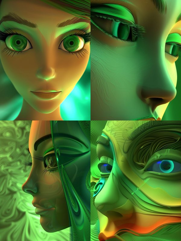Ethereal Neon Green Portraits