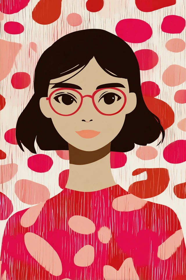 Crimson Dot Portrait - Image 1