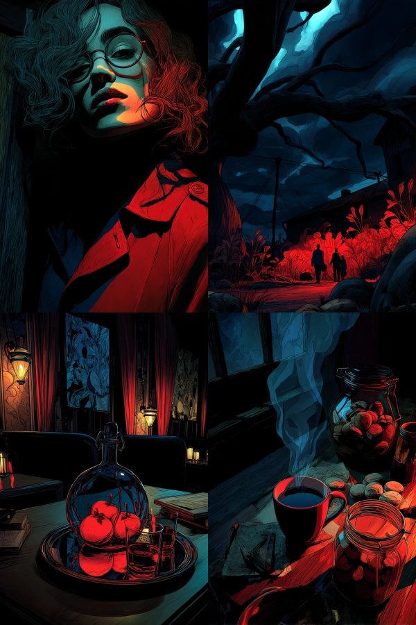 Crimson Shadows and Midnight Blues