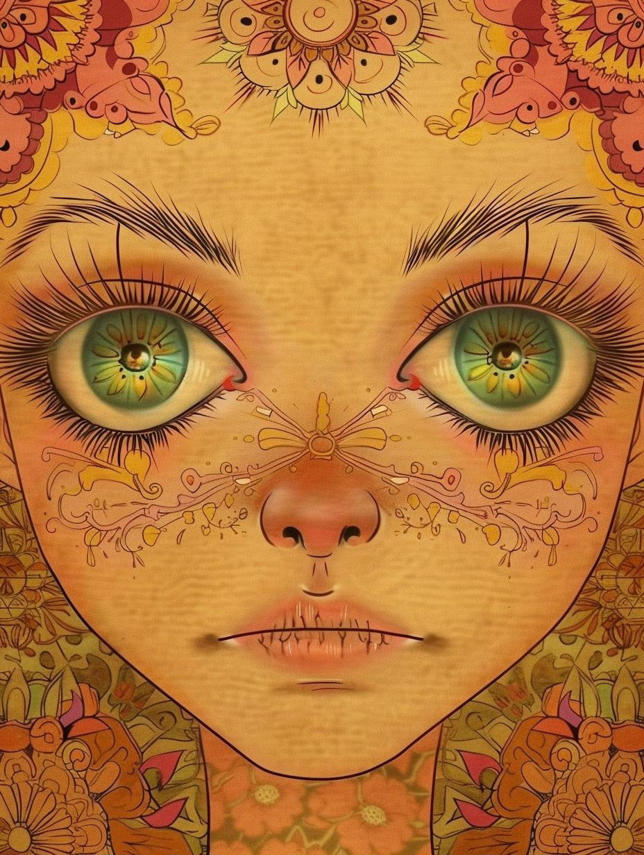 Ethereal Gaze of Golden Mandalas - Image 1
