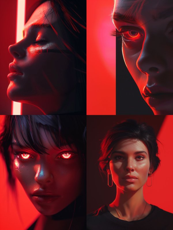 Crimson Neon Cyberpunk Portraits