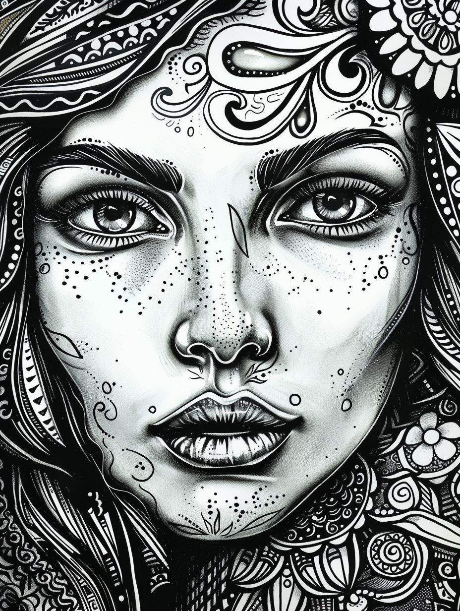 Intricate Monochrome Ethereal Portrait - Image 4
