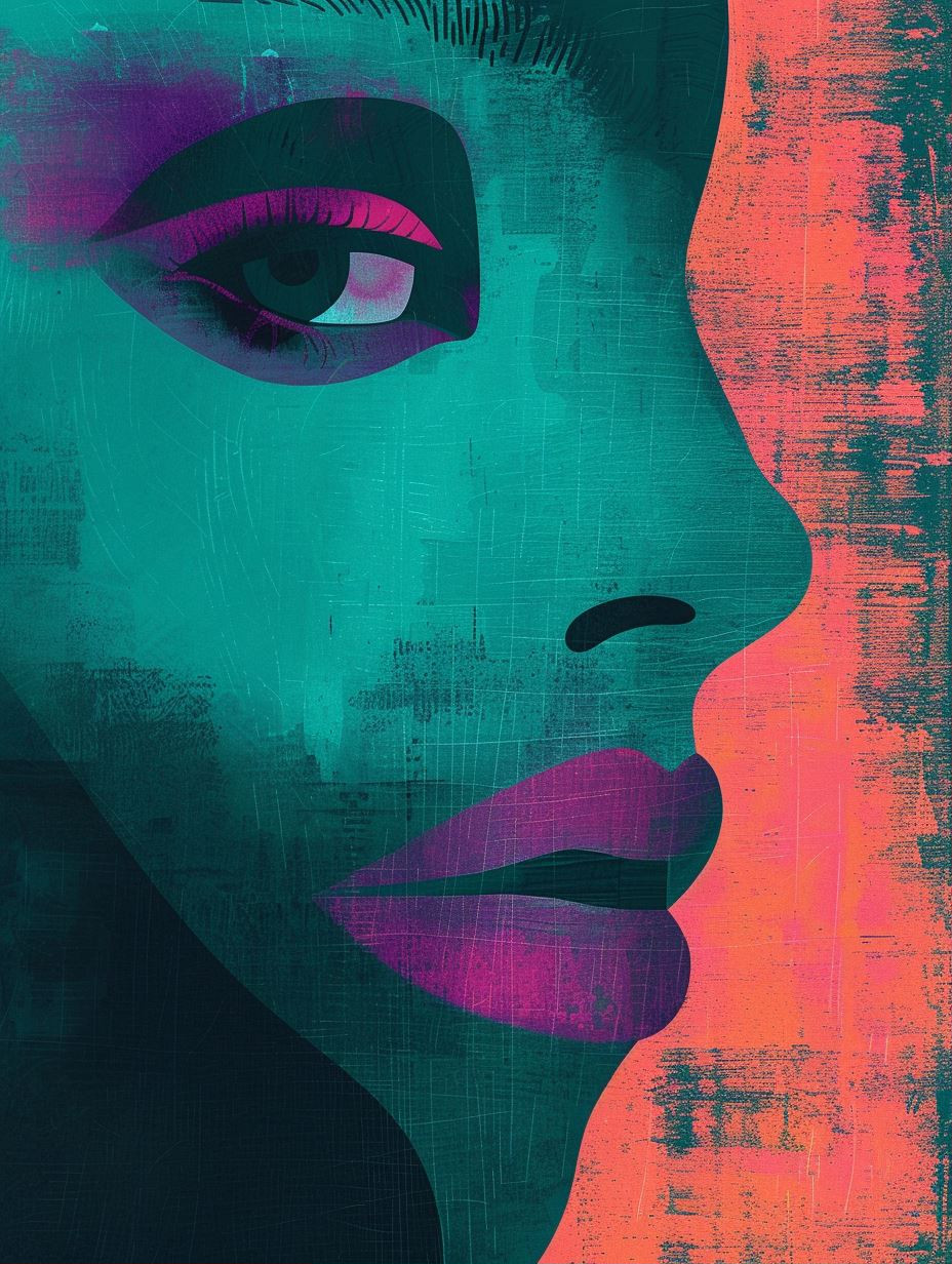 Neon Dreams Fragmented Portraits - Image 1