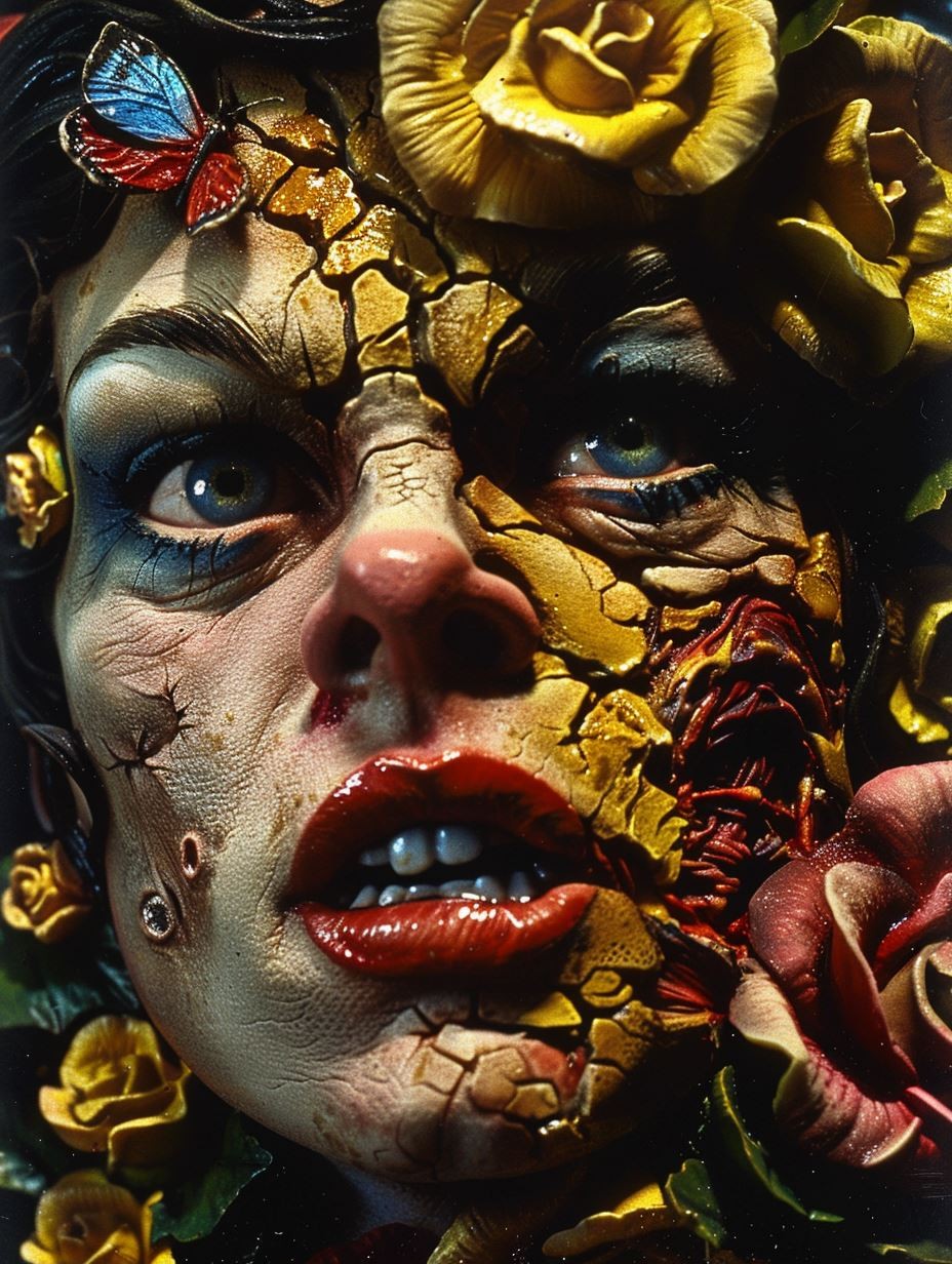 Fractured Beauty in Golden Bloom - Image 1