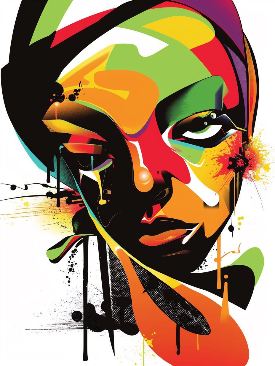 Vibrant Geometric Pop Art Portrait - Image 4
