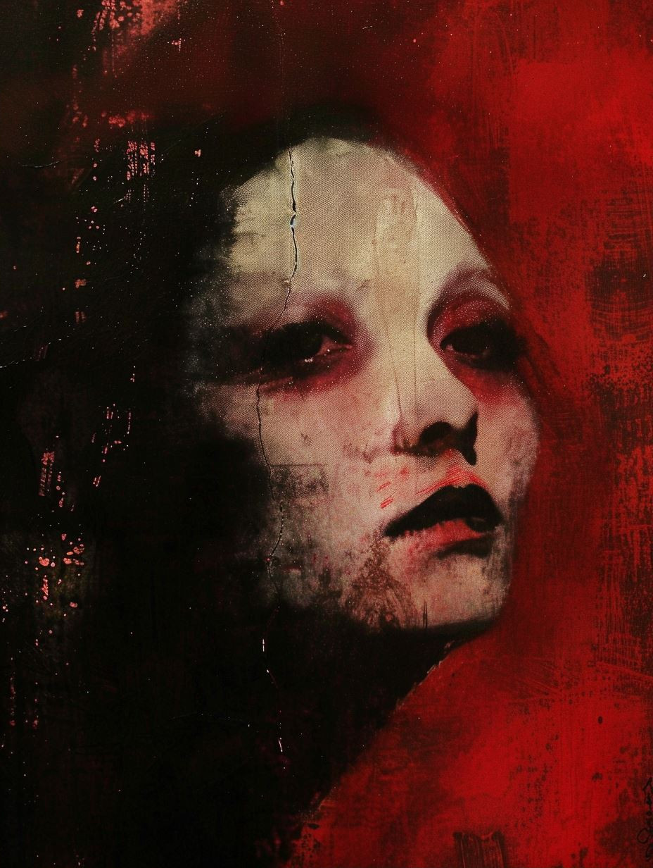 Haunting Shadows in Crimson Red - Image 2