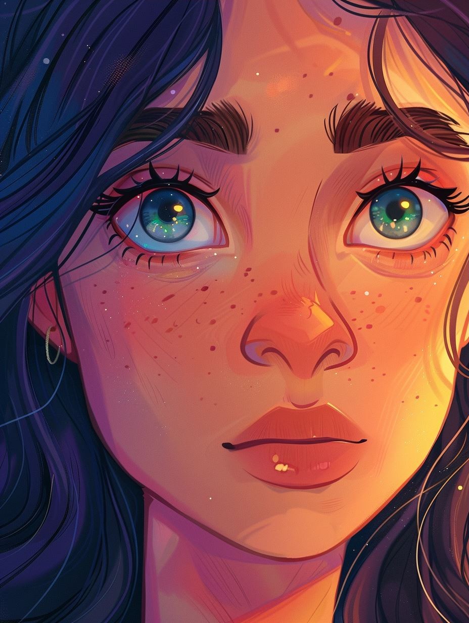 Ethereal Gaze in Sunset Hues - Image 3