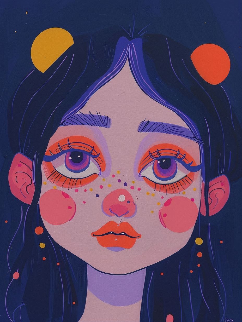 Cosmic Dreamer in Neon Hues - Image 1