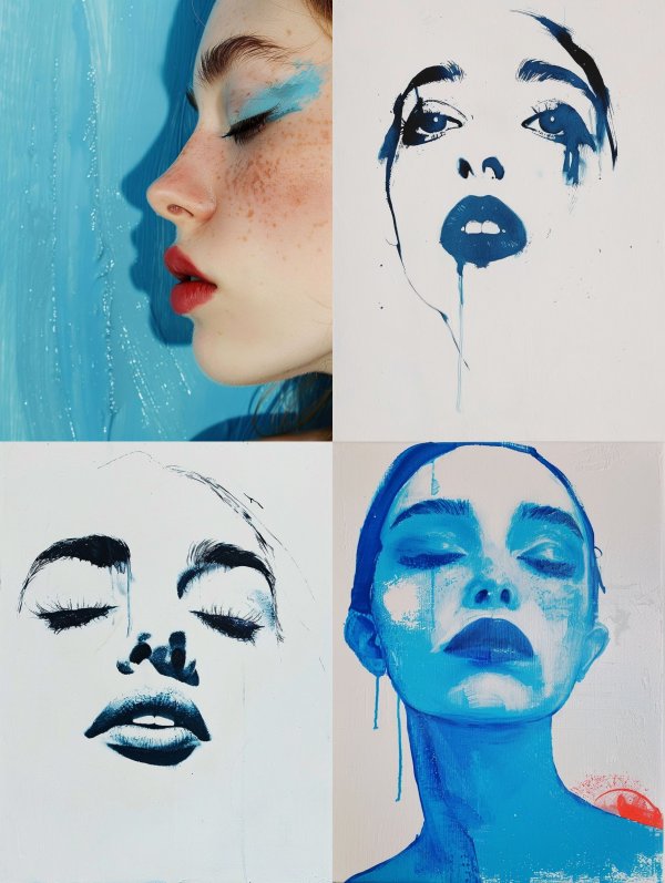 Azure Brushstroke Beauty Portrait