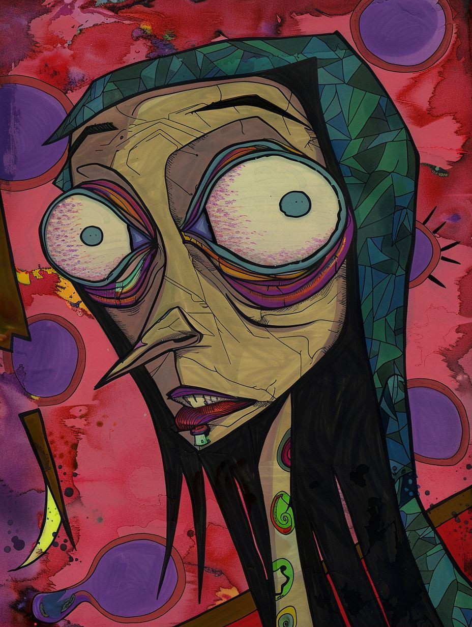 Surrealist Gaze in Crimson Hues - Image 1