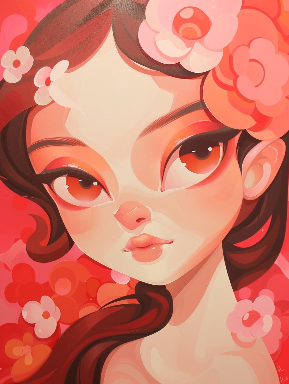 Ethereal Crimson Dream Portraits - Image 3