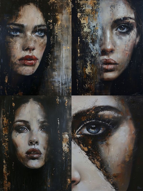 Melancholy Gaze in Gold