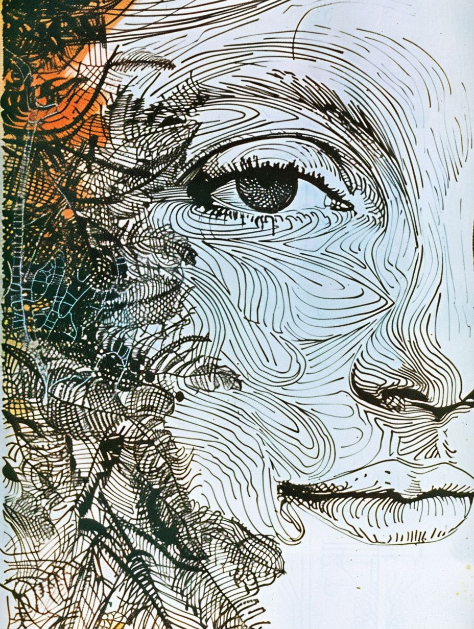 Intricate Linear Portrait Study - Image 1