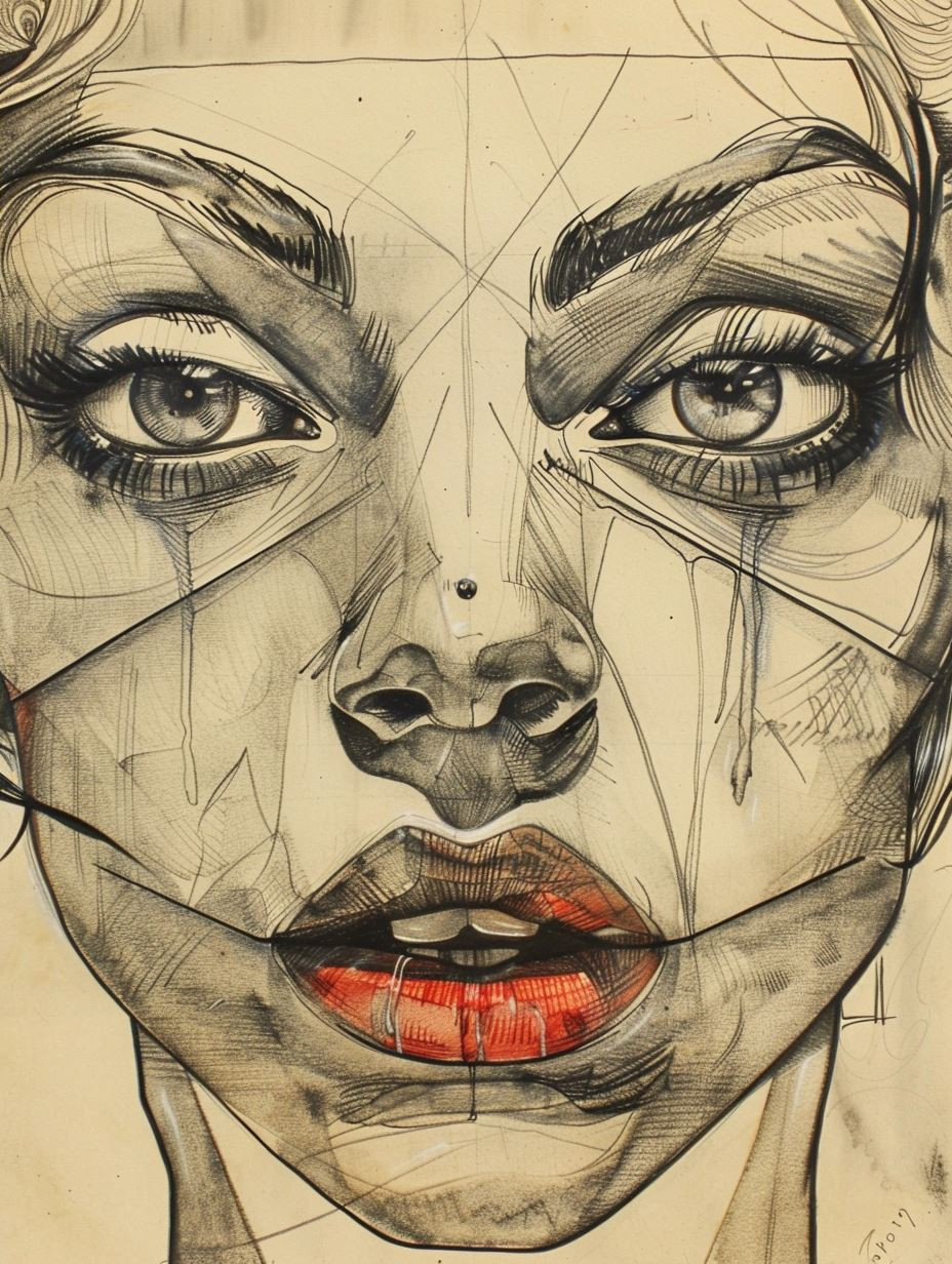 Fragmented Soul Charcoal Portrait - Image 2
