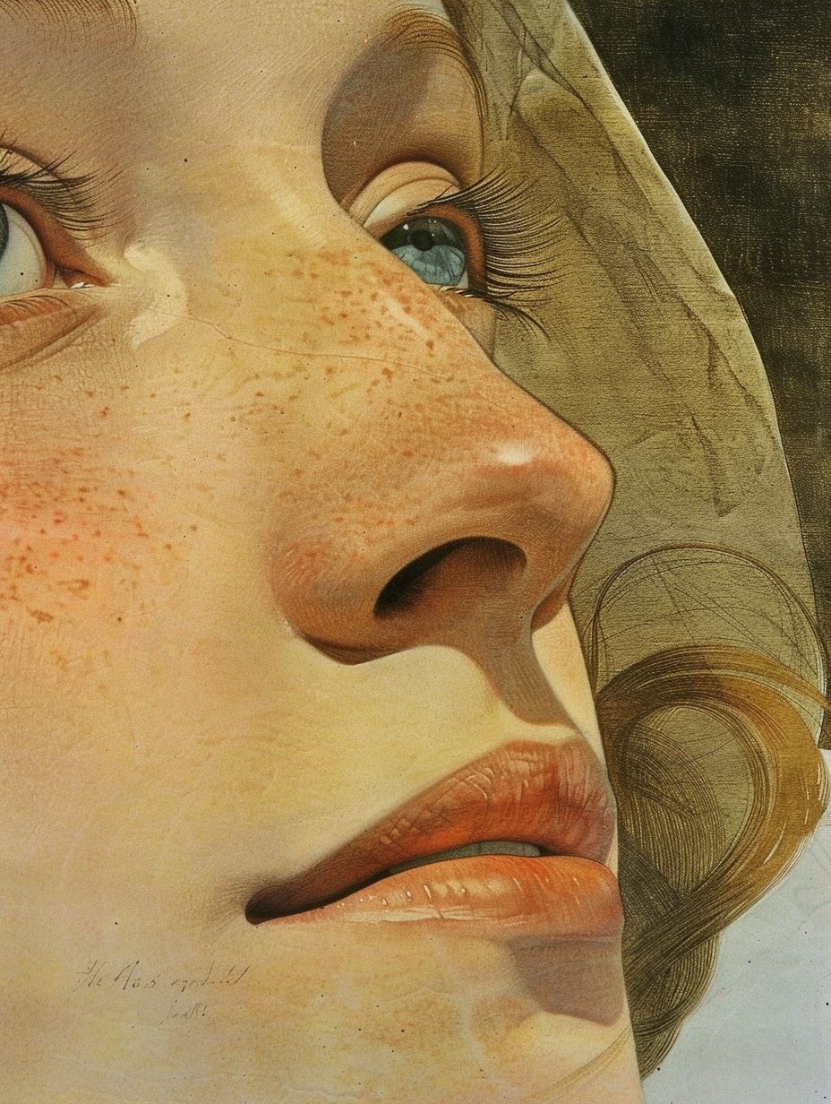 Vintage Freckled Portrait Study - Image 3