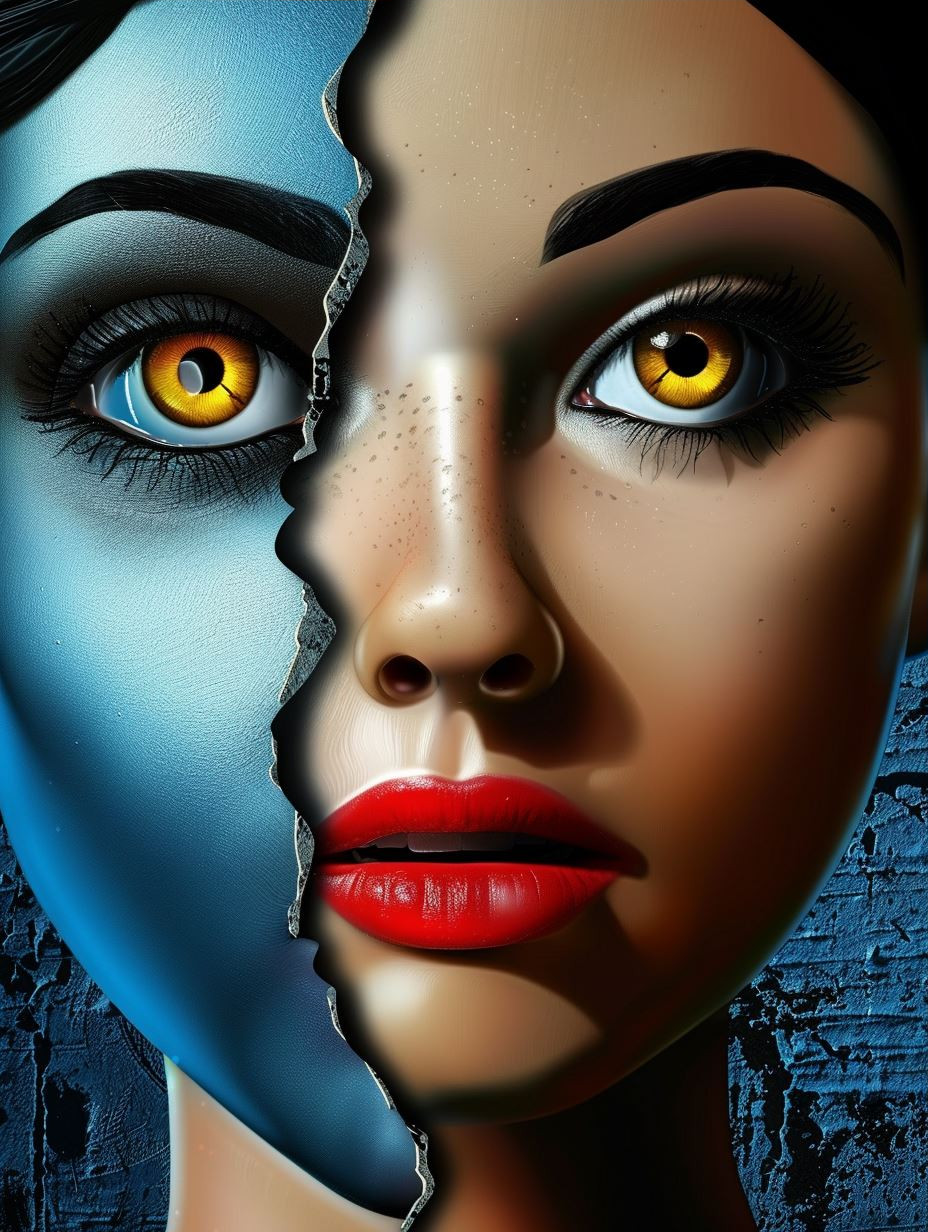 Fragmented Beauty in Surreal Contrast - Image 3