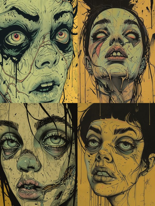 Decaying Cybernetic Horror Portrait