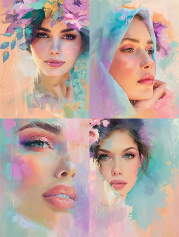 Ethereal Blooms: A Pastel Portrait Series