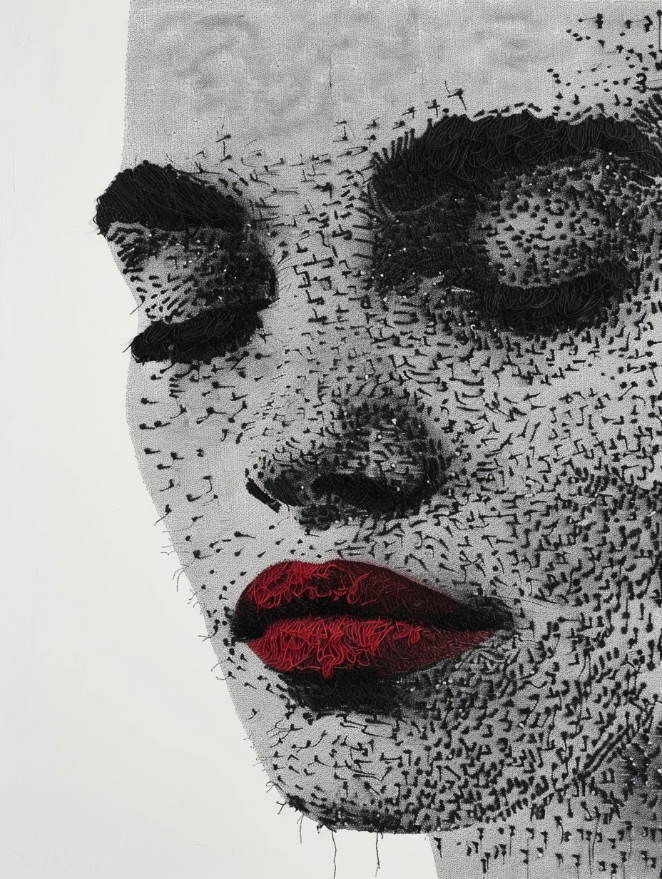 Intricate Stippled Portrait in Ink - Image 3