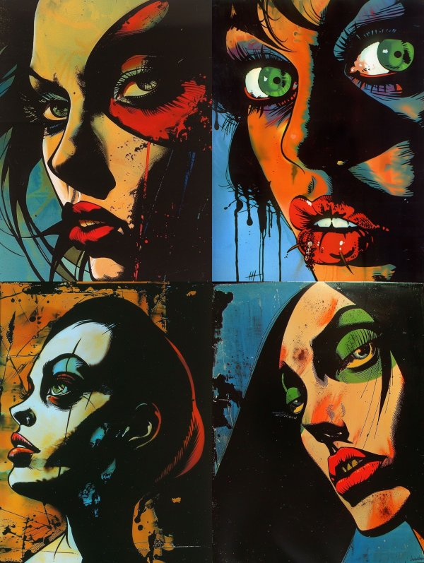Neon Noir Expressionist Portraits