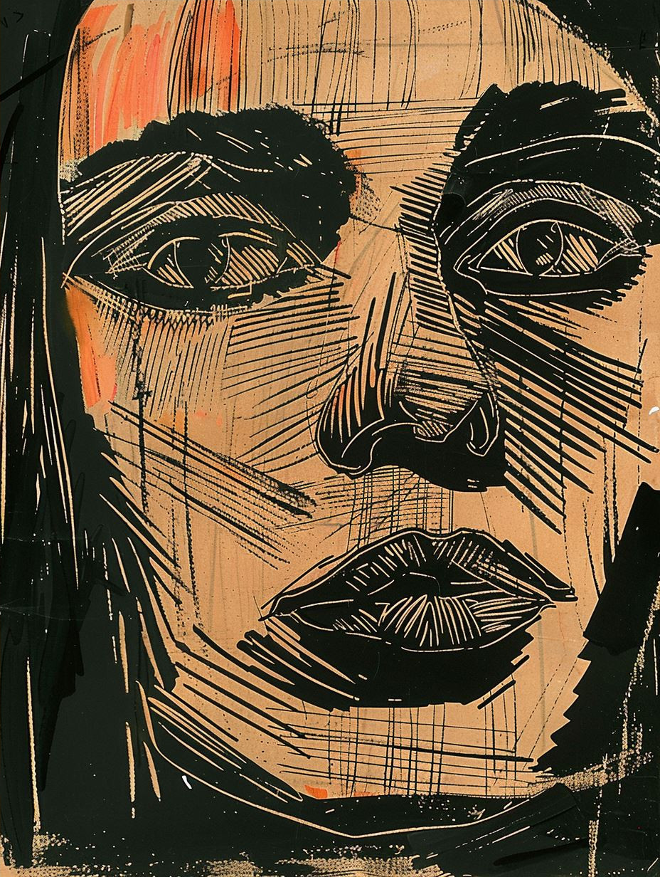 Amber Linocut Portrait - Image 4