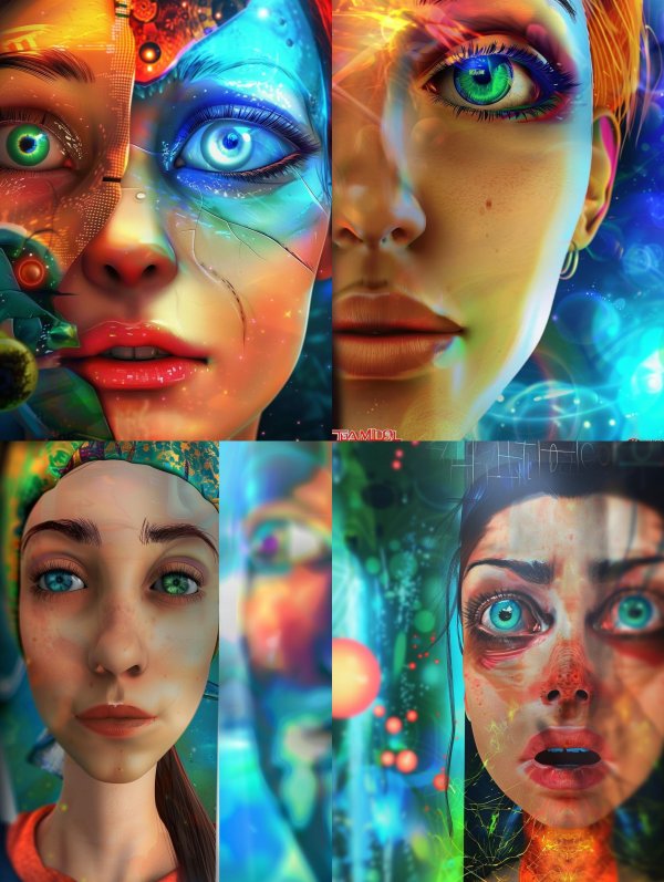 Surreal Neon Fragmented Portraits