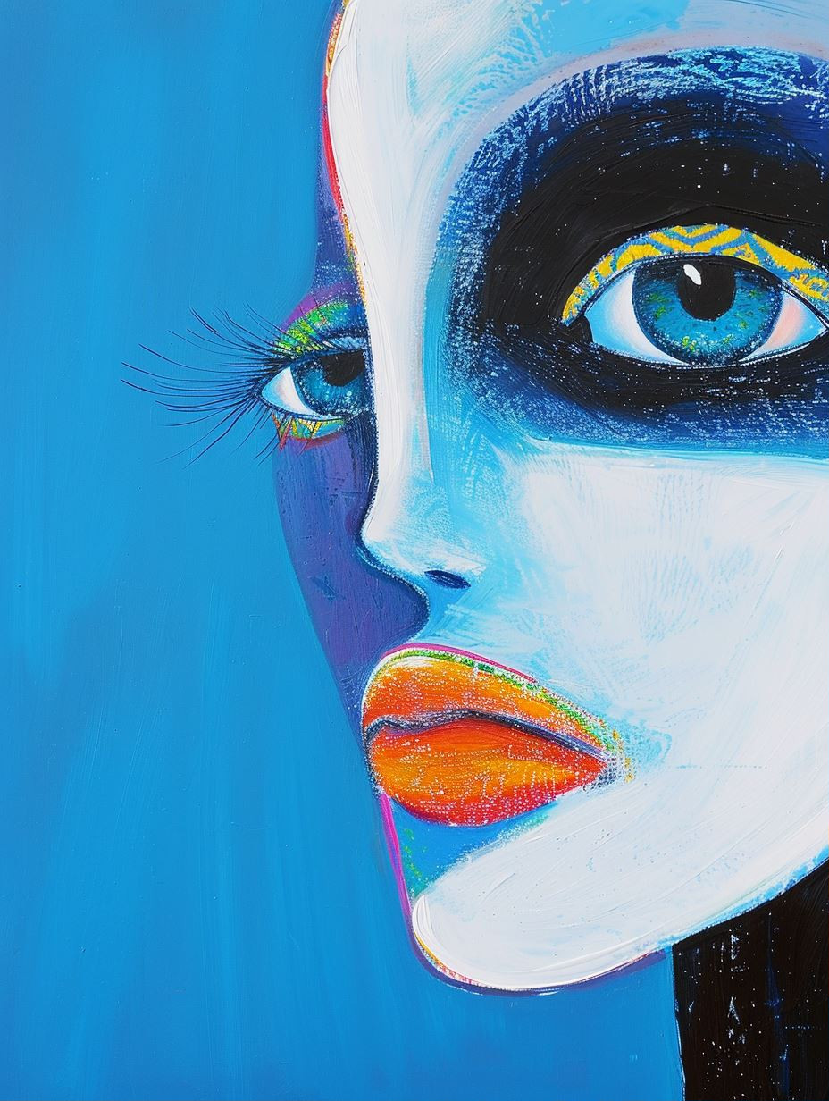 Fragmented Blue Surrealist Portraits - Image 1