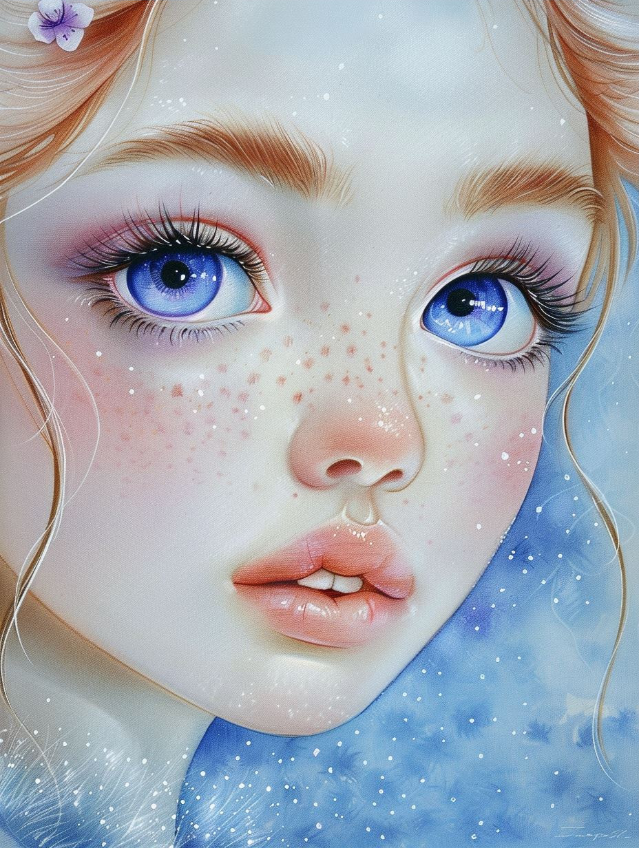 Ethereal Dreams in Blue Watercolor - Image 3