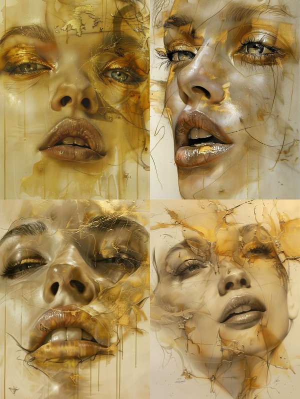 Golden Ethereal Fragmented Portraits