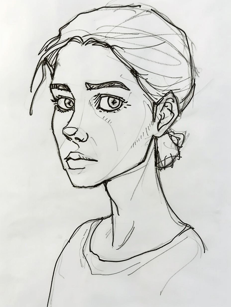 Elegant Pencil Portrait Study Sketches - Image 3