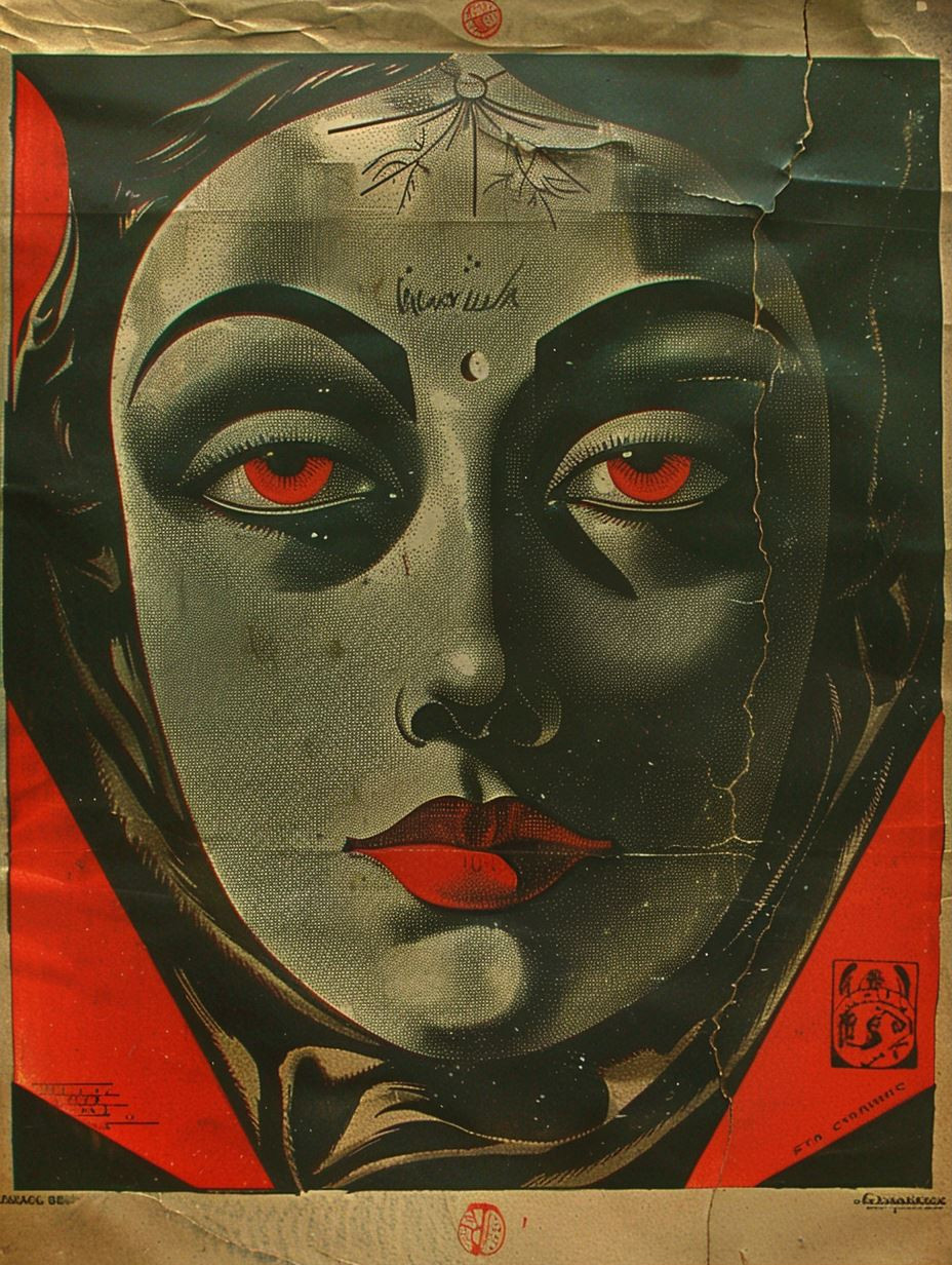 Crimson Gaze Vintage Noir - Image 1