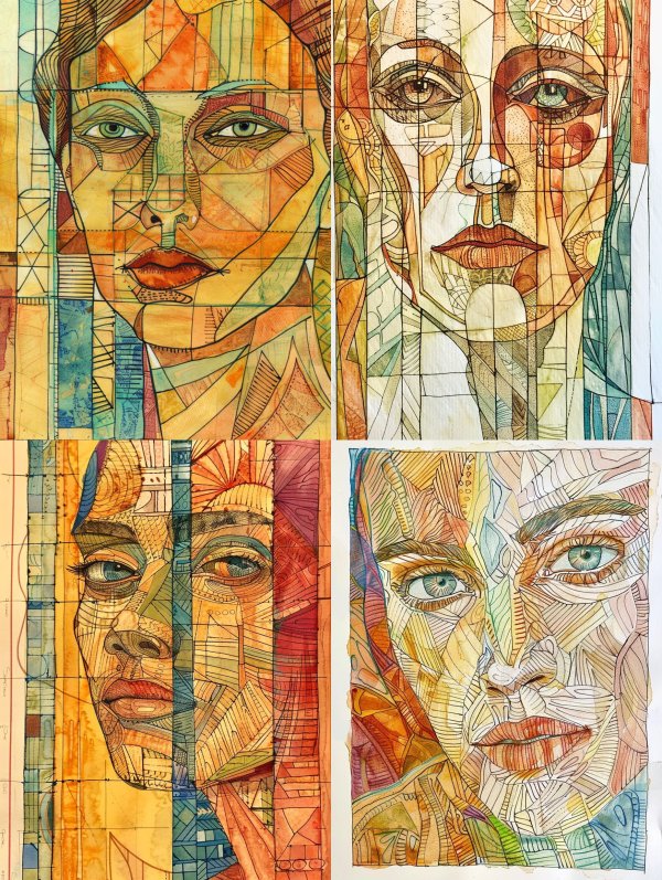 Fragmented Portraits in Warm Hues
