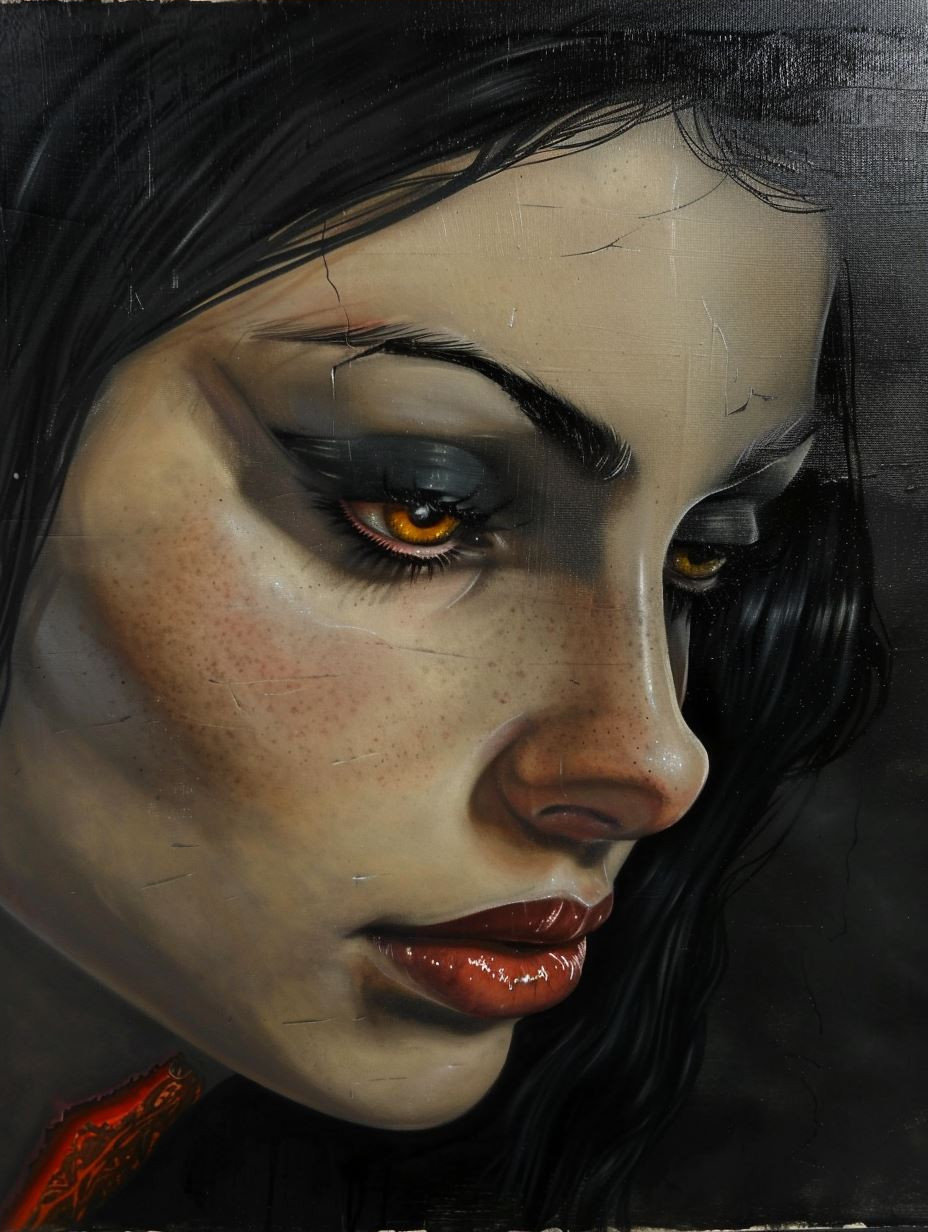 Amber Eyes Distressed Portrait - Image 4