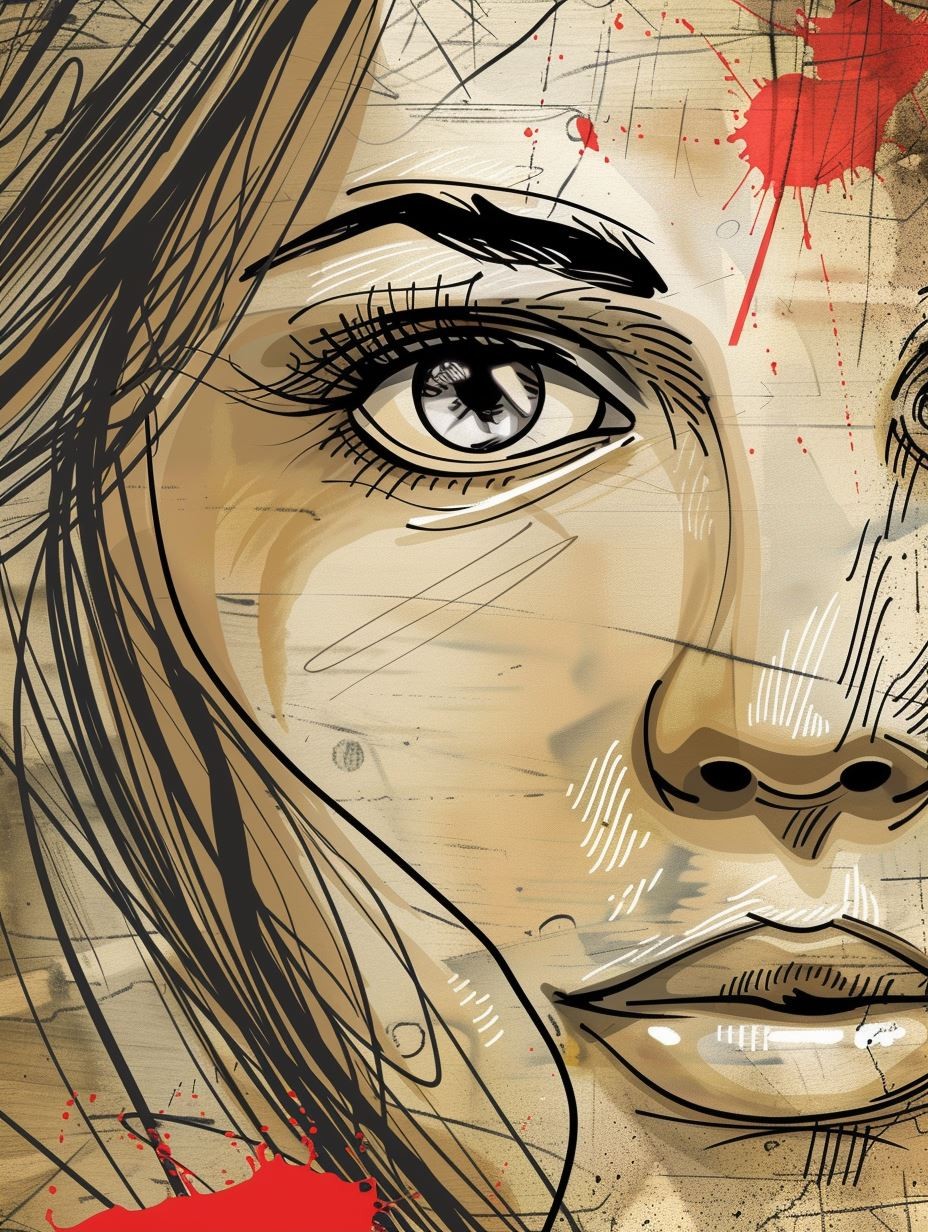 Urban Sketch Red Lip Portrait - Image 2