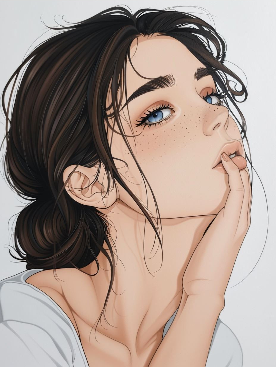 Elegant Monochrome Ink Portrait - Image 4