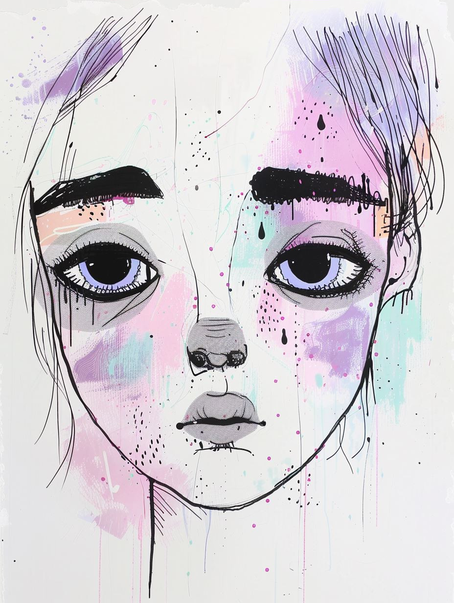Melancholic Ink and Watercolor Portraits - Image 4