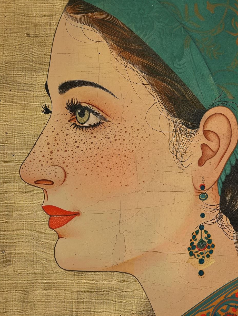 Ancient Mughal Portrait Detail - Image 2