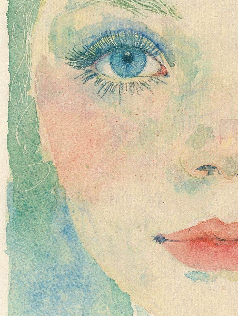 Ethereal Gaze: A Watercolor Quartet - Image 4