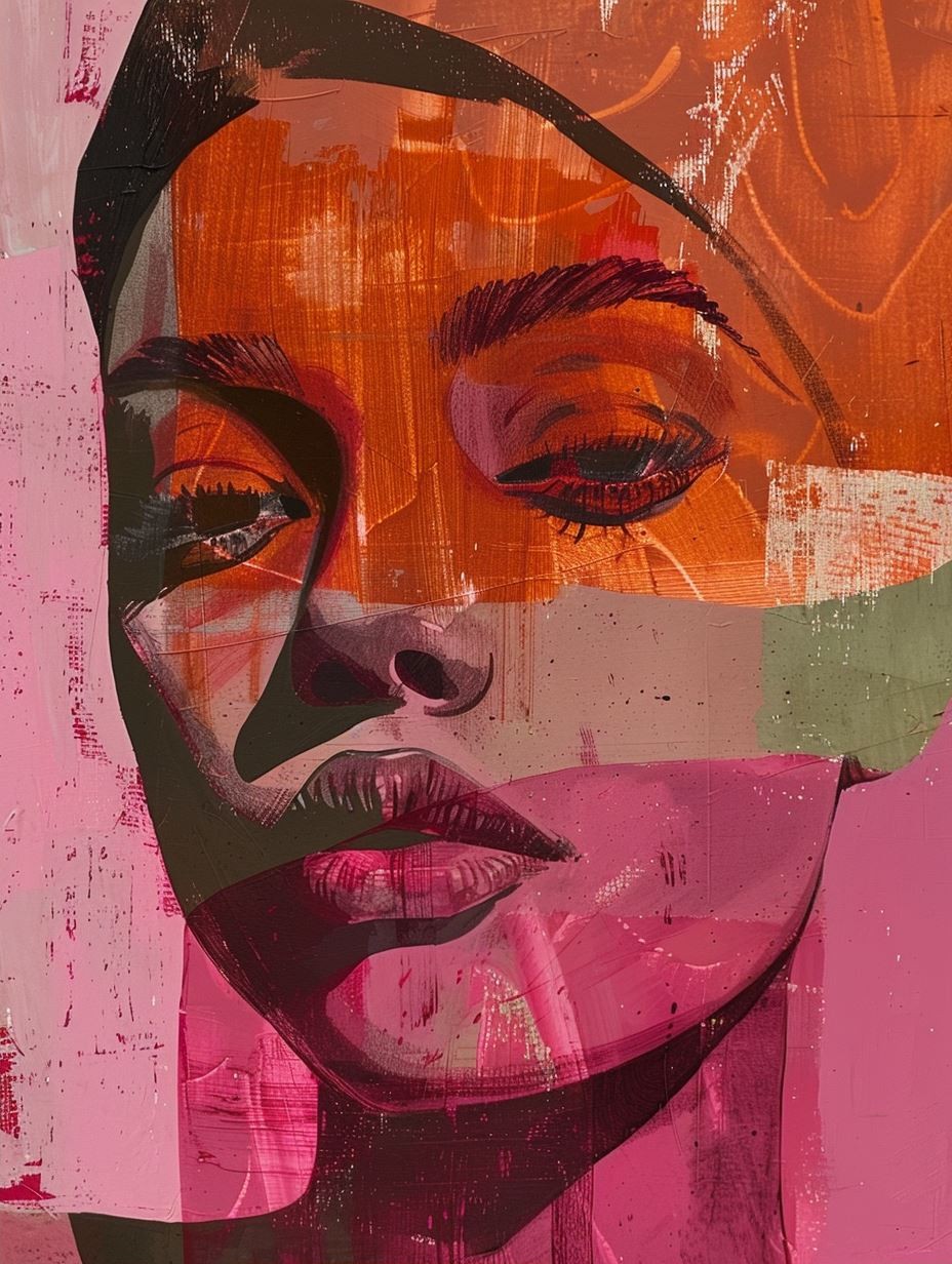Abstract Crimson Portrait Study - Image 2