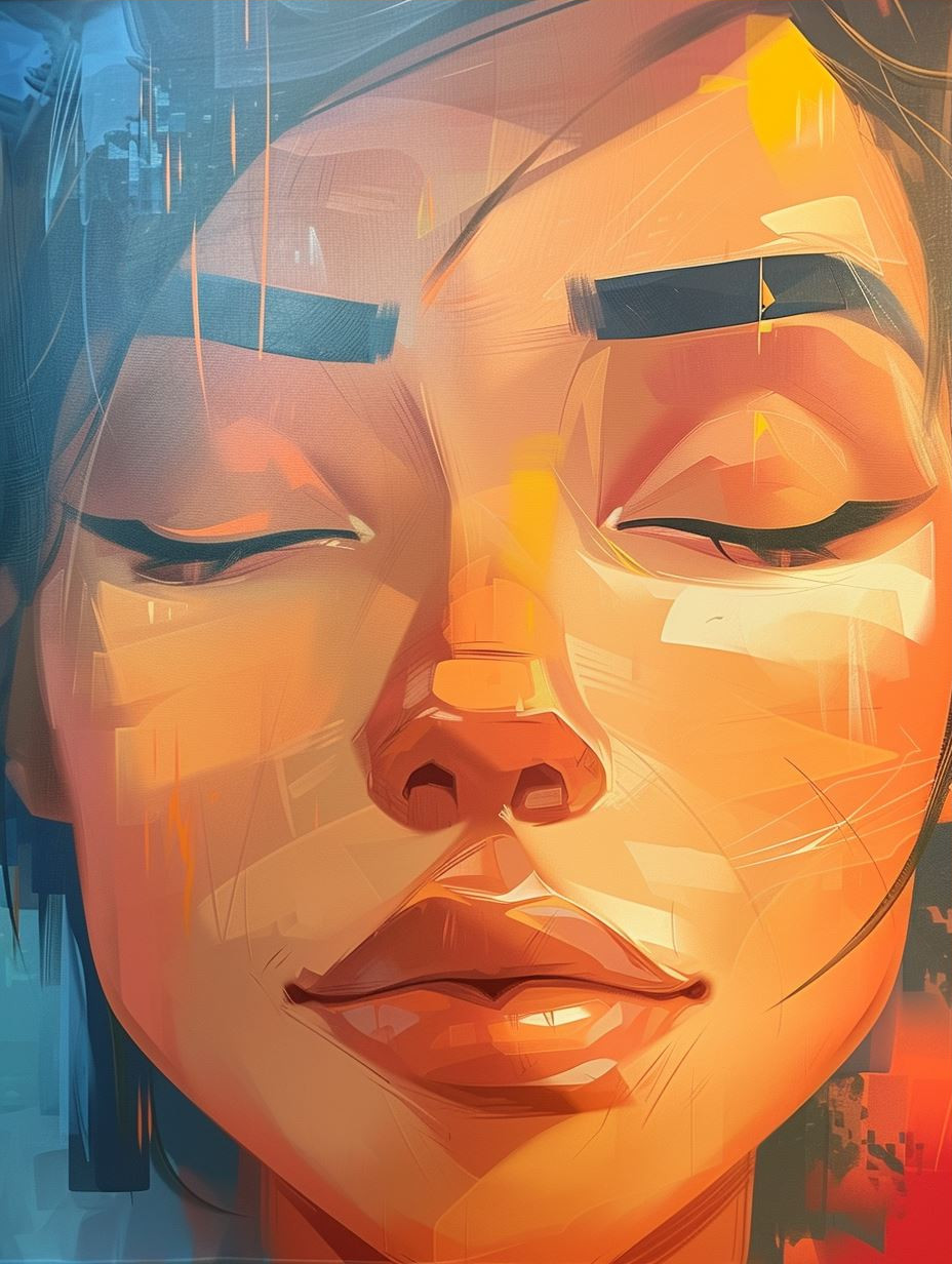 Sun-Drenched Distressed Digital Portrait - Image 3